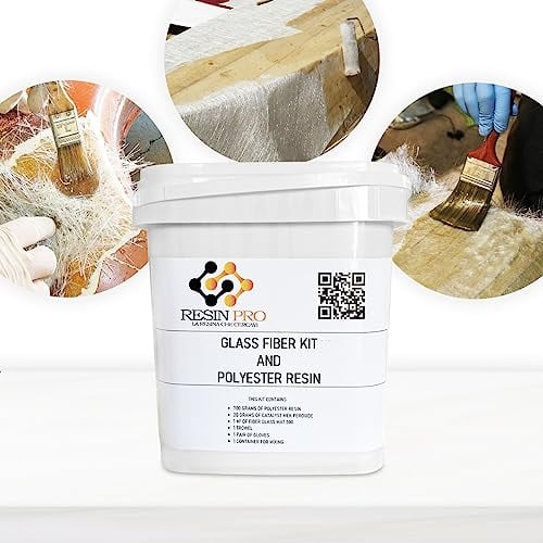 Resin Pro - 700 GR Kit de Réparation Résine Polyester + Fibre de Verre 1M2 MAT 300g/m2 - Rapide, Simple et Durable, Matériau de Renforcement, Résine Polyester Orthophtalique