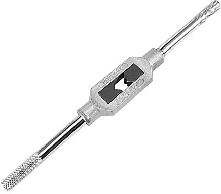 sourcing map Tourne à Gauche Porte Taraud Réglable Robinet Clé Poignée pour Métrique M3-M12 W1/8-1/2 Robinet Fraise Clé à Tarauder Outil Moyen Carbone Acier Poignée avec Nickelé