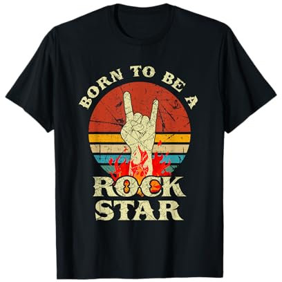 To Be Rockstar Heavy Metal Hand Horn Vintage Retro Born T-Shirt