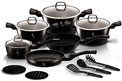 Berlinger Haus Set 15 Piece Lava Stone Set Silver Black