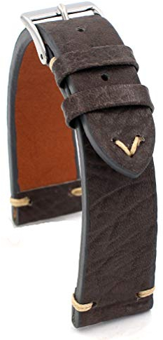Sulla Record Vintage Rindsleder Uhrenarmband handgemacht in Deutschland 20mm Grau