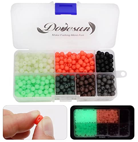 Dovesun Weich Gummi Fischperlen Zubehör für die Fischerei 7 Farben Rund mit Angelkoffer 6mm (0.23in) 600pcs