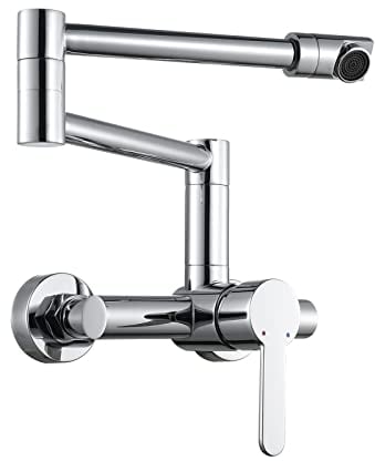 ESOP Küchenarmatur Wandmontage 360° Drehbar Wasserhahn Küche Wandmontage Faltbar Einhebelmischer Wand Küchenarmatur Spültischarmatur Messing Wandarmatur Wandspülmischer
