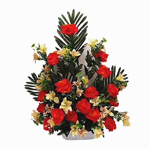 Centro de Flores Artificiales para Cementerio e Iglesia. Todos los Santos. (Rojo)