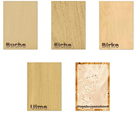 5x5 Blatt Mix Holz Motivpapier Briefpapier (MPA-5259, DIN A4) Holzfurnier Holzmaserung zweiseitig Holz Buche Eiche Ulme Birke Ahorn
