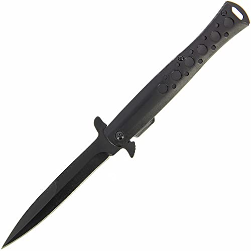 G8DS® Einhandmesser Rainbow Effect federunterstützt Camping Outdoor Secrurity (Schwarz kurz)