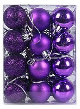 Farblich sortierte Weihnachtskugeln, Weihnachtsbaumschmuck, Kugel, Weihnachtsfeier, hängende Anhänger, Wohnkultur, Neujahr, 24 Stück, 3 cm, Lila, Andere