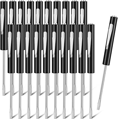 30 Pcs Pocket Screwdriver Mini Tops and Pocket Clips Magnetic Slotted Screwdriver Pocket with Magnet Small Slotted Screw Driver for Mechanical Electrician Technician Repair Tool(Black)