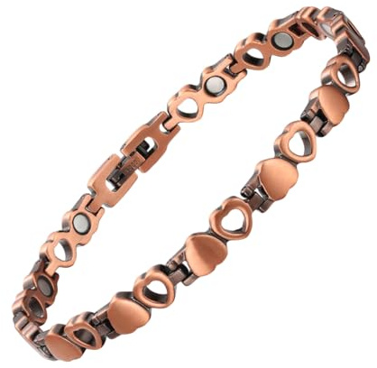 EnerCoppeX 3500 Gauss Magnetic Lady Love Armband, 99,99% reines Kupfer Magnetarmband, mit 2 redundanten Gliedern, keine Sorge um die Größe