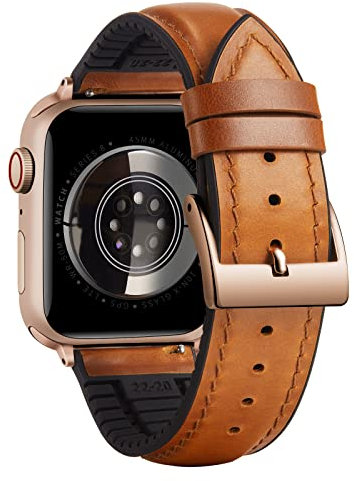 BINLUN Correa de Cuero Compatible con Apple Watch 49mm 46mm 45mm 44mm 42mm 41mm 40mm 38mm Correa de Silicona y Cera de Aceite Cuero Híbrido Apto para iWatch Ultra SE SE2 Series 11/10/9/8/7/6/5/4/3/2/1