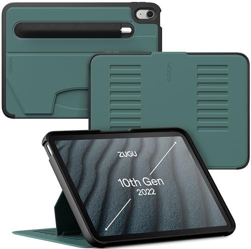 ZUGU CASE Custodia per iPad 11a / 10a Generazione (A16 2025/2022) 10.9 pollici, Cover Protettiva Sottile con 8 Angoli Regolabili Magnetico, Tasca per Apple Pencil, Auto Svegliati/Sonno [Pino]