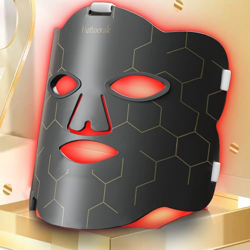 Rotlichtlampe LED Maske Gesicht, 222 Chips Silikon Red Light Therapy Face, 660nm & 850nm Infrarotlampe Rotlichtlampe Gesicht, Rotlicht Therapie Maske für die Hautpflege zu Hause