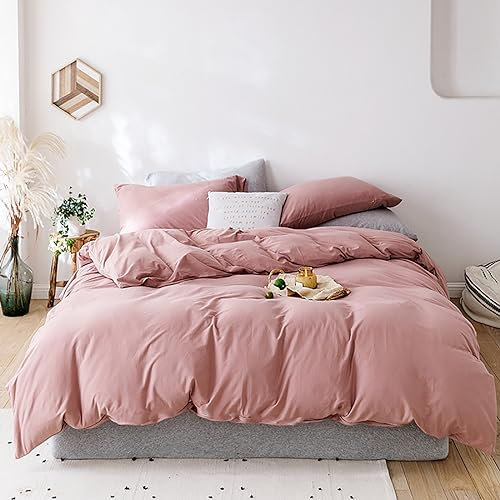 Cottonight Set di biancheria da letto rosa cipria rosa cipria, trapunte, coperta, tinta unita, morbido, traspirante, rosa polveroso, per donne e ragazze, per letto matrimoniale