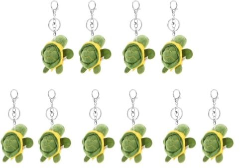 Abaodam 10er Set Plüsch Schildkröte Schlüsselanhänger Tier Anhänger | Weiche Kuscheltier Rucksackanhänger mit robustem Metallring. Ideal als Partyzubehör, Gastgeschenk und Taschen Dekoration