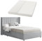 Juskys Polsterbett Savona 120x200 cm mit Matratze, Bett mit Stauraum, Samt-Bezug, Bettgestell aus Holz, bis 250 kg, großes Kopfteil, Hellgrau