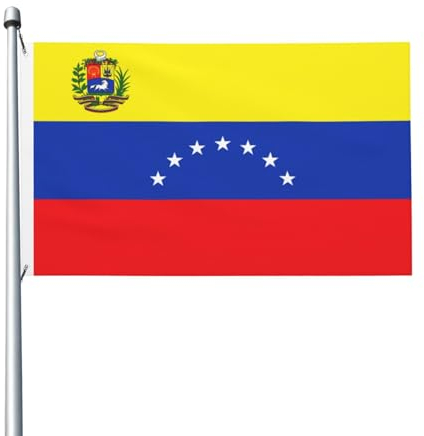 Bandera venezolana 3 x 5 pies (sin mástil) bandera venezolana 7 estrellas bandera venezolana doble cara tenaz serie tejida bandera de poliéster 210d, robusta, 2
