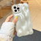 XIZYO Glitter Case for iPhone 15 Pro, Cute Solid Color Curly Wave Shape Soft TPU Bumper Phone Case, for Women Girls Aesthetic Design Silicone Slim Bling Shockproof Phone Cover, Sparkly White