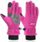 Arcweg Fleece Handschuhe Kinder Warm Winter Kinder Polar Fahrradhandschuhe Wasserdicht Fingerhandschuhe Winddicht Fäustlinge für Jungen und Mädchen Outdoor Sport Wandern Laufen Rosa XL-XXL(9-10 Jahre)