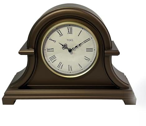 Lily's Home Kaminuhr, Nicht tickend, Napoleon-Schreibtisch- und Regal-Uhr mit Quarzwerk, ideal für Wohnzimmer, Vintage-Schreibtisch, Retro-Küche, Bauernhaus-Dekor, Kaminsims (braun)