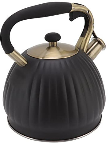 Bouilloire à Thé Sifflante Pour Cuisinière, Théière En Forme De Citrouille En Acier Inoxydable De 3,5 L Pour Cuisinière Avec Poignée Théière De Cuisinière Théières Noires Pour la Cuisine à Domicile