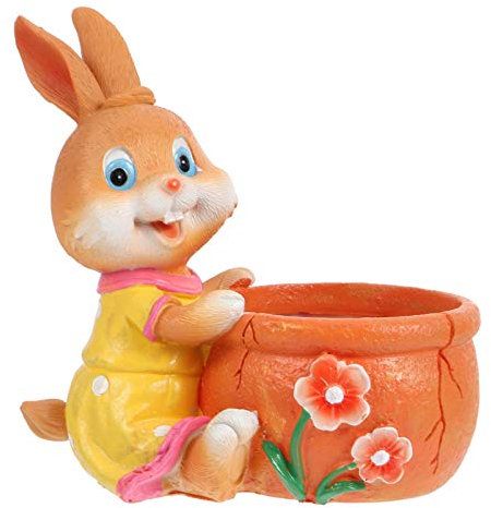 FONDOTIN Handbemalter Saftiger Blumentopf Blumenpflanzer Bonsai-pflanzgefäße Osterhasen Dekoration Kaninchengartentöpfe Kaninchen-sukkulenten-pflanzgefäß Partybedarf Karikatur Harz