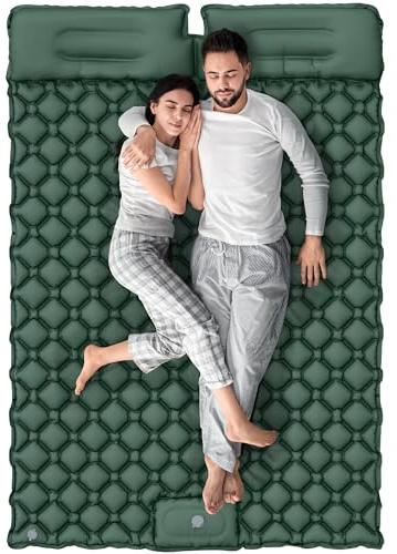 YITAHOME Isomatte Selbstaufblasend 2 Personen 195x120 Ultraleichte Camping Luftmatratze mit Eingebaute Pumpe und Kissen, Camping Matratze mit Fußpumpe und Tragetasche für Camping (Frühling Grün)
