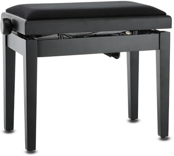 Gewa Pianobank Deluxe Autolift mit komfortabler Höhenverstellung, Massivholz, Schwarz matt
