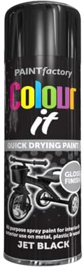 PEBBLE HUG Paint Spray Can 250ml 'Black Gloss' General Purpose, Fast Dry Excellent Coverage Adhesion, Plastic, Wood, Stone, Cardboard And Paper Gloss Finish (Pack of 1)