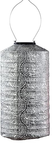 LUMIZ Solarlaterne - für Außen - Occult - Zylinder - Gartenbeleuchtung - Solarlampen - Gartendeko - 18cm - Silber
