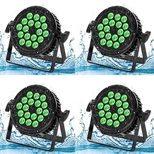 HOLDLAMP 4 PCS 180W IP65 LED Par Scheinwerfer Outdoor, RGBW 18 LED Bühnenlicht Wasserdicht mit Kabel, LED Strahler Party für Party Club Bar Hochzeit Halloween Weihnachten