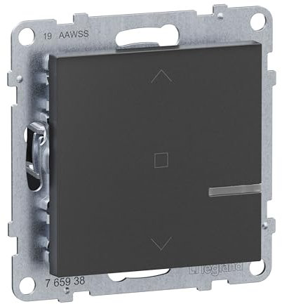 LEGRAND, SEANO with Netatmo Rollladenschalter, Steuerung von 230 V Rollläden, Montage in Hohlwanddose, Schrauben oder Spreizkrallen, inkl. Wippe, Smart Home, Farbe: Anthrazit, 765938