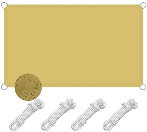 Voile d'ombrage Rectangulaire 8.5 x 9 m Protection Solaire Polyester PES Toile D Ombrage Imperméable avec Kit de Fixation pour Jardin, Jaune Sable