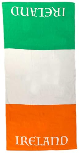 Toalla de playa y baño con bandera gigante de Irlanda, 100 % algodón y 150 cm x 75 cm, toalla de playa de vacaciones de Irlanda, toalla de baño grande para fanáticos del deporte irlandés