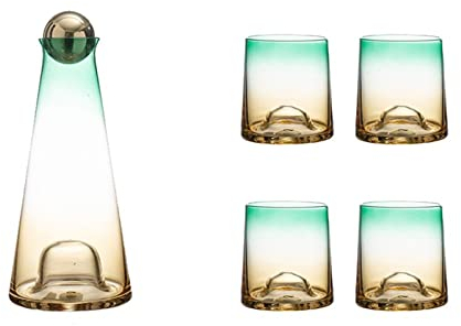 Carafe Eau Bouteille d'eau de verre Set Juice Pichet Coupe Set transparent gradient verre d'eau froide pichets de cuillères de thé de bouilloire Pichet à Thé Glacé