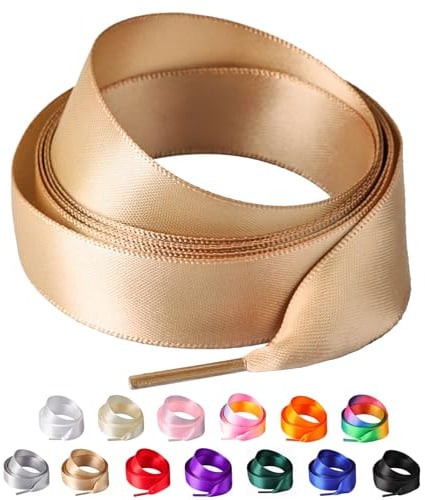 Olukssck 2 Paia di Lacci Scarpe in Raso, Lacci Piatti Nastro per Sneakers | Colorati Stringhe Scarpe in Seta, 2CM di Larghi, 13 Colori, 5 Taglie, per Donne, Ragazze, Scarpe Ginnastica, Scarpe Corsa