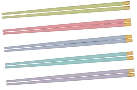 Hoement 5pares Palillos De Plástico Reutilizables De Coloridos y Portátiles Chopsticks Ocasiones Especiales y