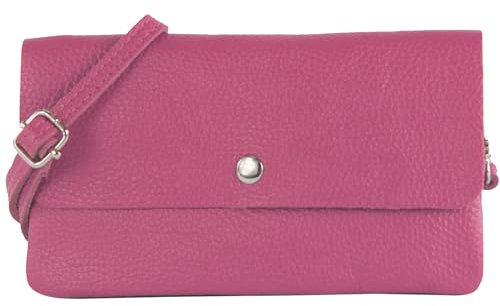 modamoda de - T257 - Echtleder Umhängetasche Small made in Italy, Farbe:Pink