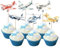 Xsstarmi 36 Pack Airplane Cupcake Toppers Double Sided Aircraft Plane Cupcake Picks for Aviation Fighter Theme Baby Shower Birthday Party Cake Decorations Supplies