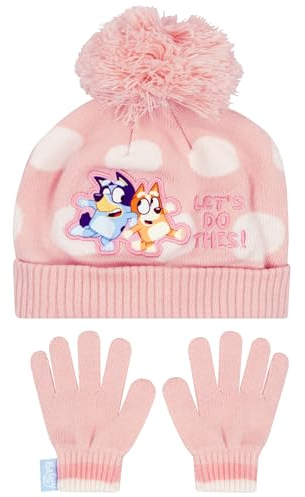 BlueY Mütze Und Wintermütze | Mädchen Handschuhe Und Mütze Set | Bingo Winter Hut Kind | One Size Rosa