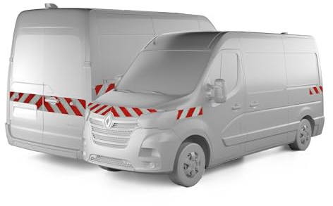 reflecto Warnmarkierung passgenau für Renault Master, Komplettsatz | rot-weiß, selbstklebend - aus Orafol ORALITE 5921M Reflexfolie - gemäß DIN 30710