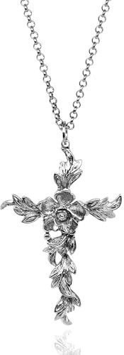 UNALOE SEDUCENTI EMOZIONI Damenschmuck – antike Damenhalskette – Ketten 925er Sterlingsilber oder 18 K vergoldet – Länge verstellbar 40 – 45 cm Kreuzkette Made in Italy, Einheitsgröße, Sterling Silber