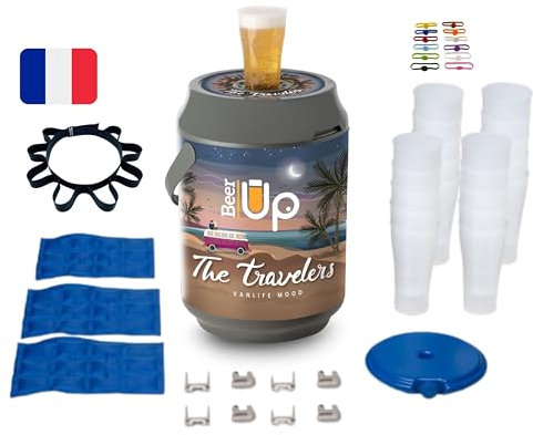 BEER UP MAX Travelers Tireuse à bières portative - 20 verres - ceinture porte verres - Compatible fûts Beertender