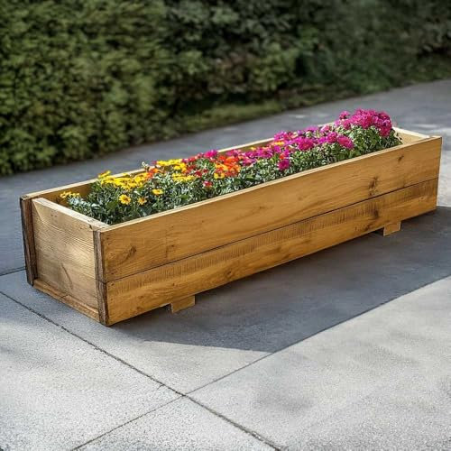 120cm Pine Wooden Planter Flower Trough (1, Natural)