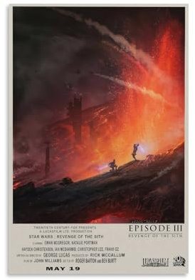 Poster auf Leinwand, Motiv Die Rache der Sith, Motiv: Star The Wars, Vintage-Stil, Bauernhaus, Galerie, ästhetische Raumdekoration für Schlafzimmer, Badezimmer, 40 x 60 cm