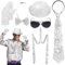 CIGTSICO Glitzer Outfit Herren, Glitzer Kostüm Disco Outfit Herren, Glitzer Accessoires Herren mit Glitzer Krawatte Hut Fliege Hosenträger, Glitzeranzug für Bayrischedeko Oktoberfest Dance Performance