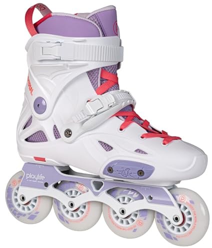 Playlife Imperial 80 Violet Inline Skate – Urban Hardboot Skates für Damen & Herren mit Aluminium-Schiene Gr. 37-46, 4x80mm 85A Rollen & ABEC 9 Kugellager in weiß/violett
