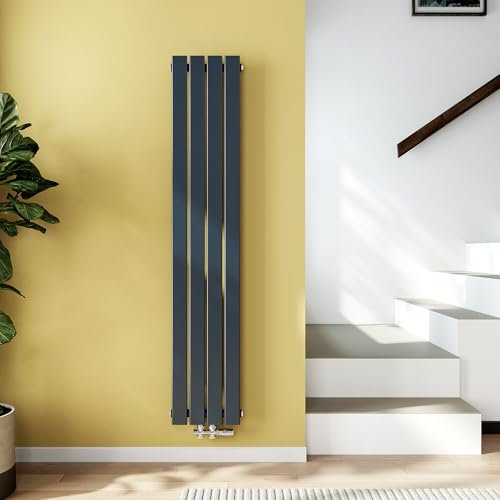 EMKE Heizkörper 160 x 30 cm, Badezimmer Heizkörper Einlagig Vertikal Röhrenheizkörper Mittelanschluss Paneelheizkörper Schmal Hoch Wandheizkörper Anthrazit 557W