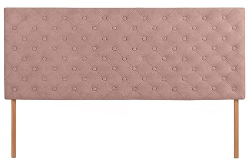 MG Design Tête de lit pour lit 160 x 60 cm rembourrée Rose avec Pieds en Bois – Appui-tête Facile à Monter, en Tissu Velours Doux, avec Rembourrage élastique, avec piqûres décoratives