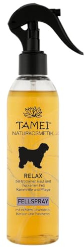 Tamei Fellspray Relax, Hundepflege mit Lavendelöl, Keratin und Jojobaöl, Kämmhilfe für Kurz- und Langhaar