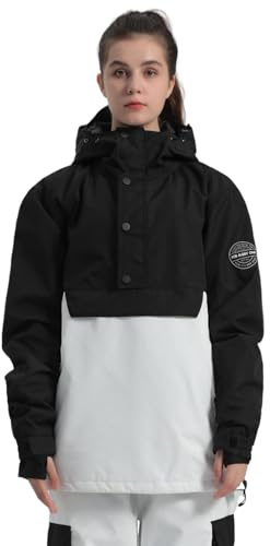 GSOU SNOW Damen Baggy Snowboardjacke, Wasserdichte Atmungsaktive Skijacke | 15000mm Wasserdicht, 15000g Atmungsaktiv, Lockere Passform, Saum mit Druckknöpfen, Ärmel mit Daumenlöchern, Elastischer Korde